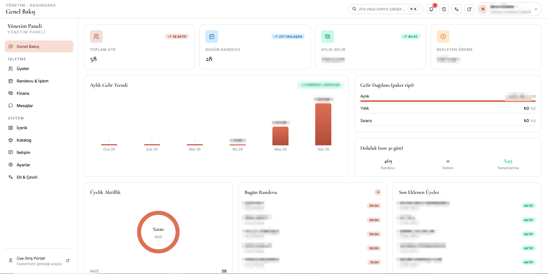 StudioApplication yönetim paneli